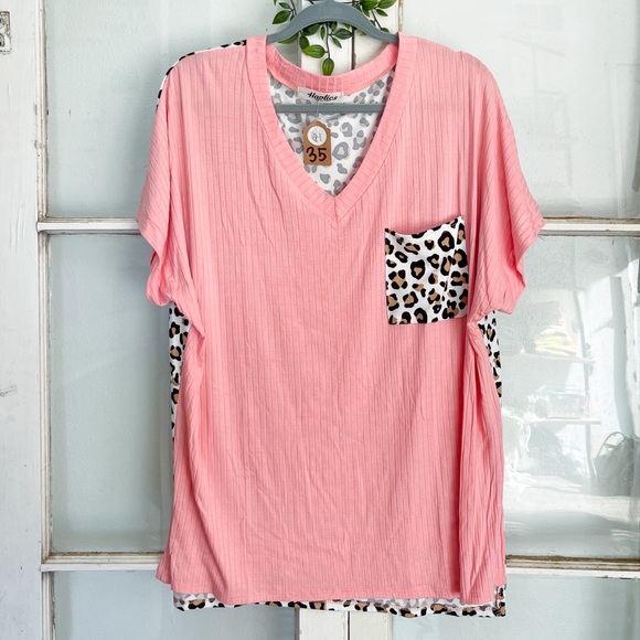 Leopard and Coral Top - Picture 2 of 2